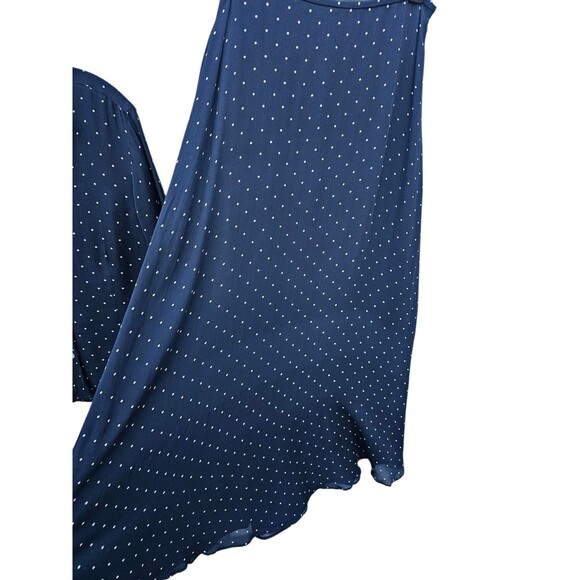 Lauren Ralph Lauren 100% Silk Set Skirt Blouse Top Outfit Navy Polka Dot Size 6 - Picture 15 of 16